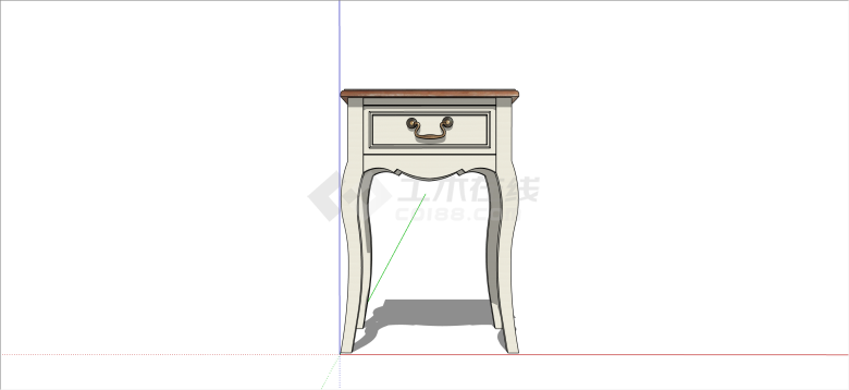 欧式白色木质书桌床头柜su模型-图一