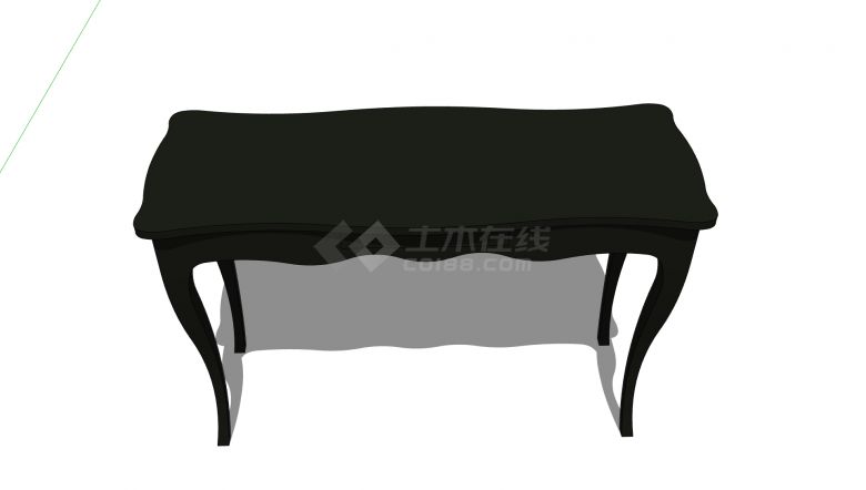 纯黑色曲线桌边单桌su模型-图二