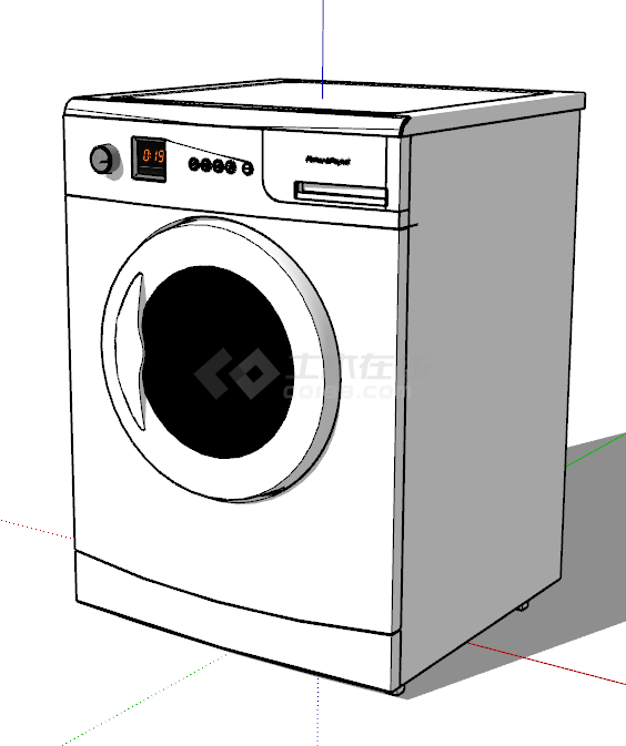 现代家用白色滚筒洗衣机su模型-图二
