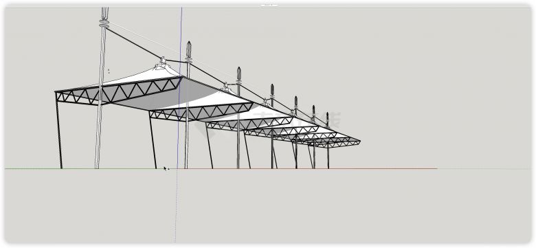 钢架结构单边支撑星星造型顶部张拉膜su模型-图二