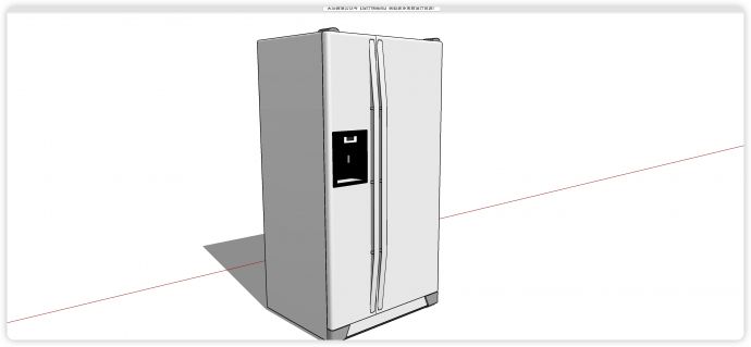 白色右大左小对开门冰箱su模型_图1