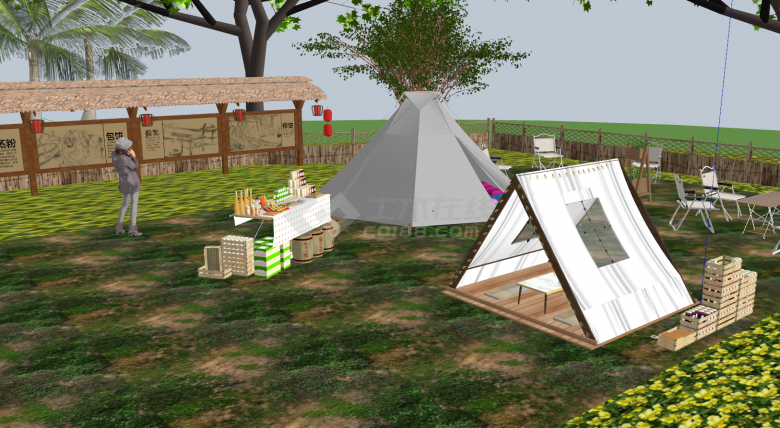 露营帐篷锥形三角形su模型-图二