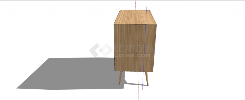 四色拼接木质三层床头柜斗柜SU模型-图二