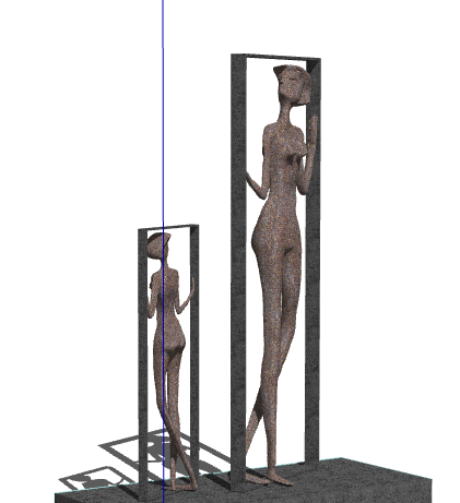 黑色门框现代抽象人物人像雕塑su模型-图二