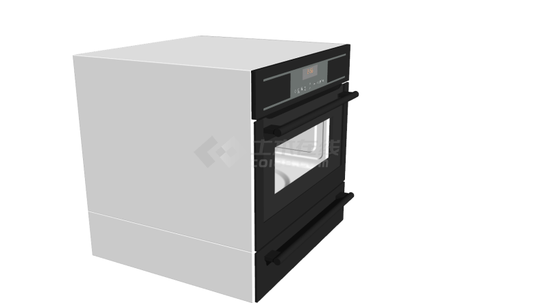 烤箱黑色方形电子屏su模型-图二