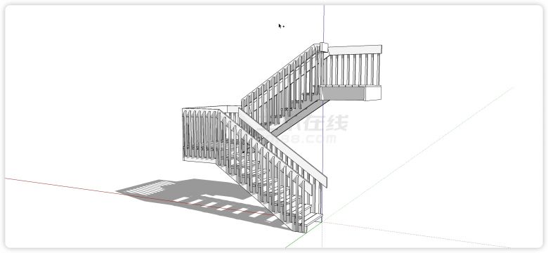 木块阶梯木结构楼梯su模型-图一