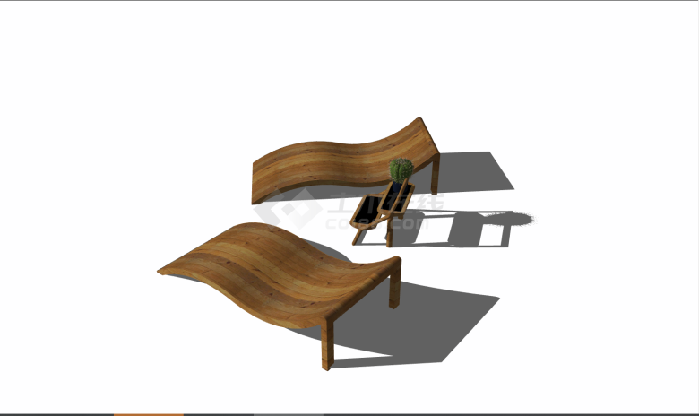 一款木质的简约的单人座椅 su模型-图一