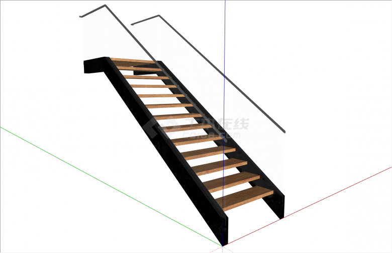 简约木制现代风格楼梯su模型-图二
