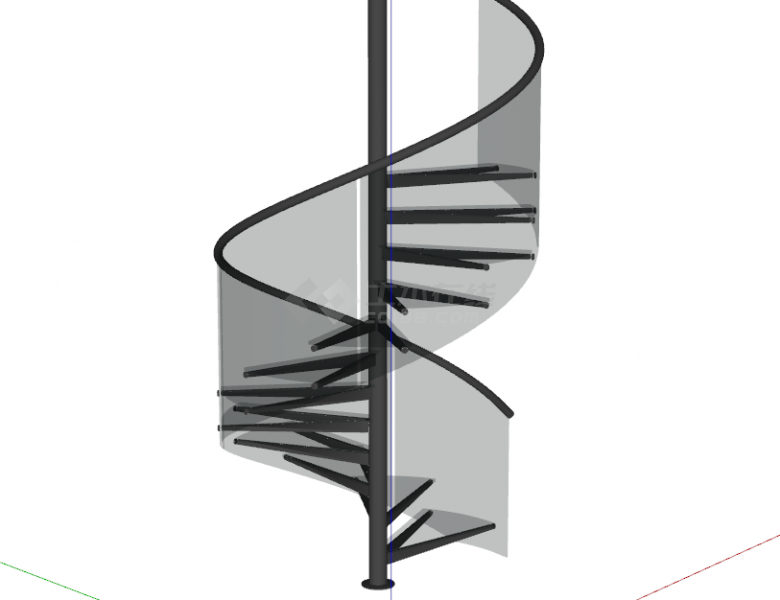 螺旋扶手现代风格楼梯 su模型-图二