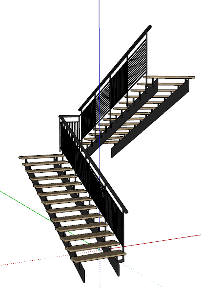 简约黑色木质旋转楼梯su模型-图二