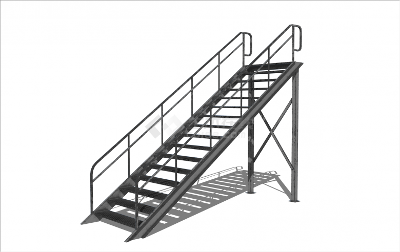 简易铁架现代楼梯su模型-图一