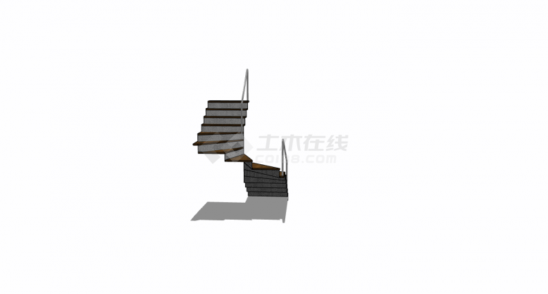 欧式钢铁扶手楼梯su模型-图二