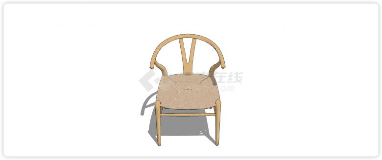 白橡木织物坐垫单椅su模型-图一