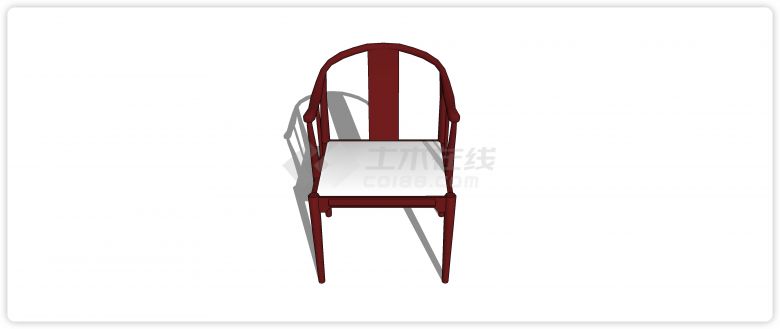 中式简约酸枝靠背白色坐垫单椅su模型-图一