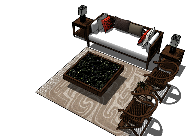 白色舒适现代沙发su模型_图1