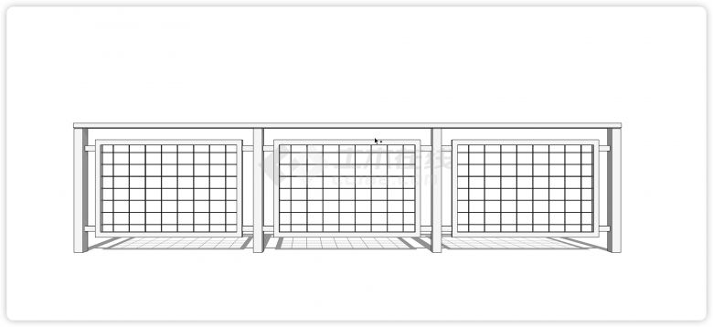 方管固定柱格子护栏不锈钢栏杆su模型-图一