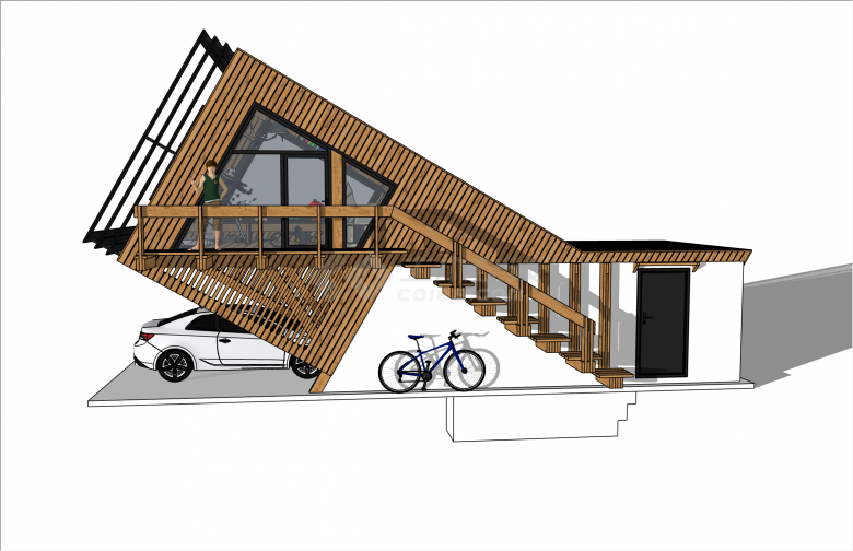 创意新颖现代风格小木屋su模型-图二