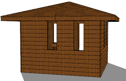 带四方顶带木色小木屋su模型-图二