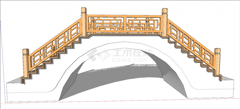 朴实沧桑中式廊桥su模型-图二