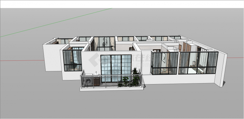 新中式室内家装空间su模型-图二