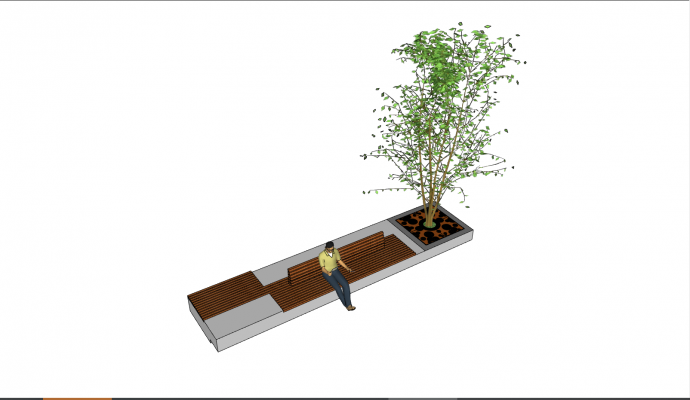 带有茂密的树木的创意坐凳 su模型_图1