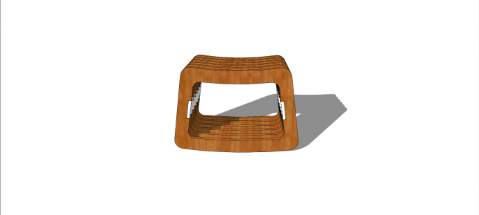 棕色纯木方形切片状创意坐凳su模型_图1