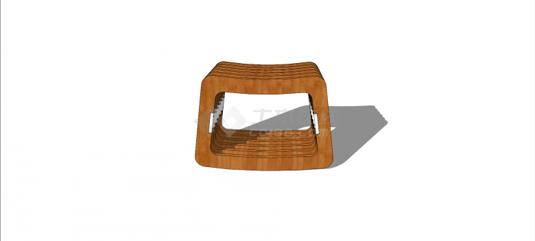 棕色纯木方形切片状创意坐凳su模型-图一