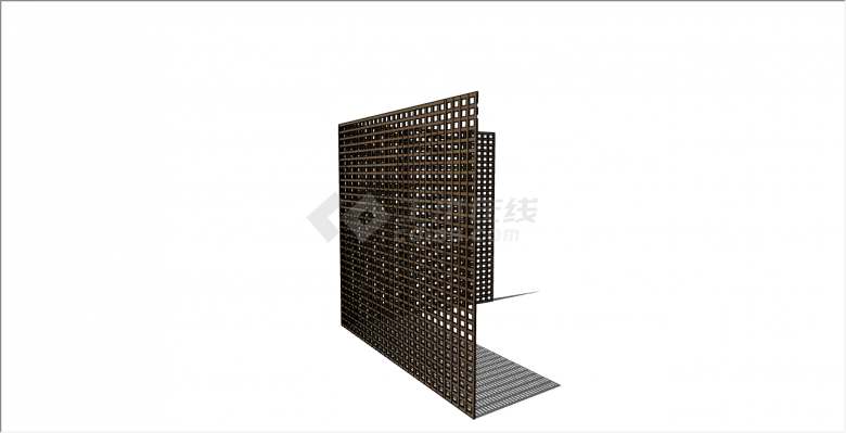 正方形的木制的镂空的穿孔板建筑表皮su模型-图二