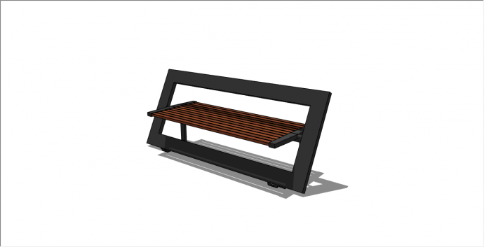 黑色金属支架的木制底座的创意坐凳su模型_图1