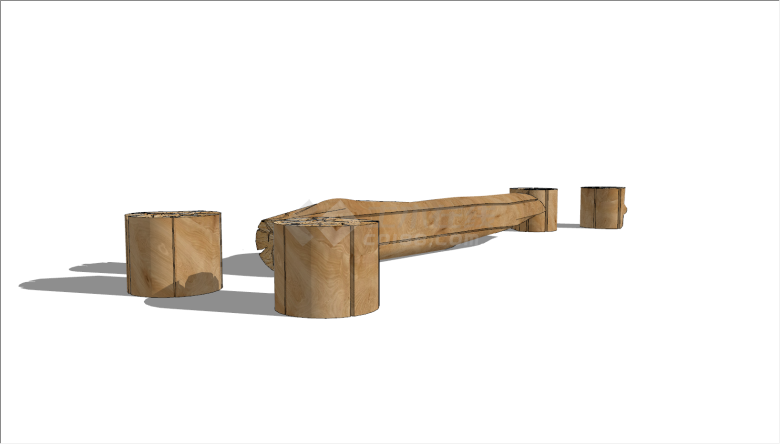 几个树桩简易式坐凳su模型-图一