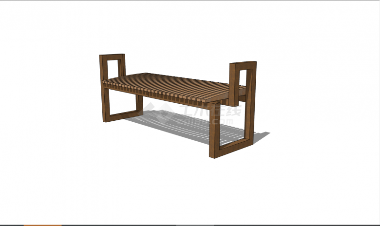 棕色的木质的中式坐凳 su模型-图二