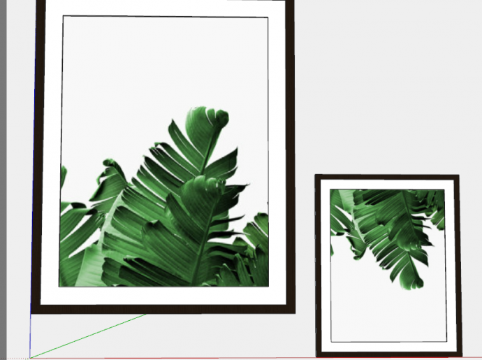 清新植物叶子写实装饰画su模型_图1