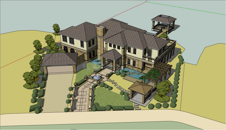 简欧豪华滨水度假别墅su模型-图二