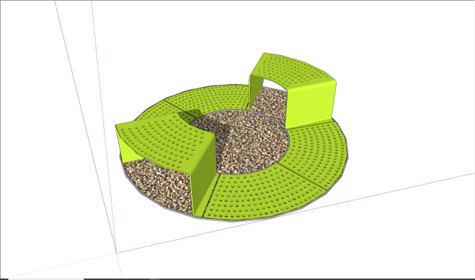 绿色环形小孔创意坐凳su模型_图1