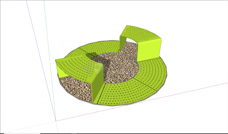 绿色环形小孔创意坐凳su模型-图一