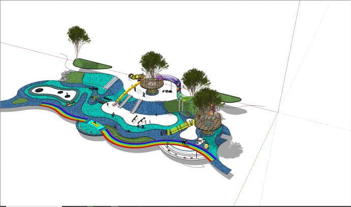 现代拼色滑滑梯海洋儿童乐园su模型_图1