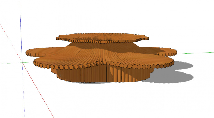 创意环形木质大型公园坐凳su模型_图1