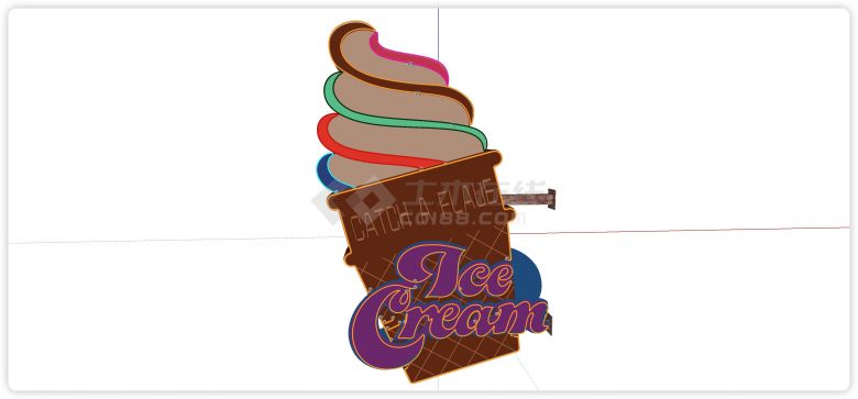 美式冰淇淋中式老上海民国风霓虹灯su模型-图一