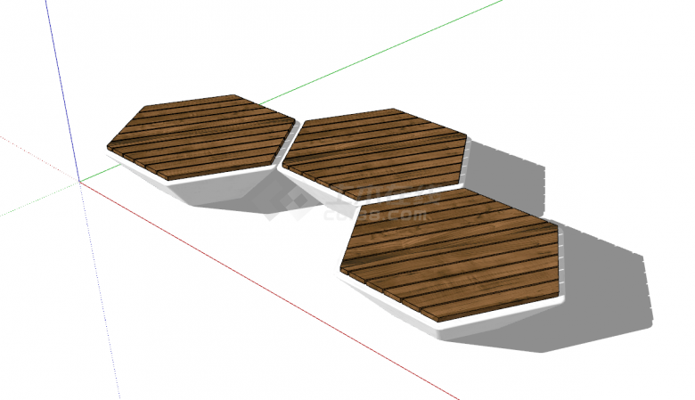 三个现代六边形创意坐凳su模型-图二