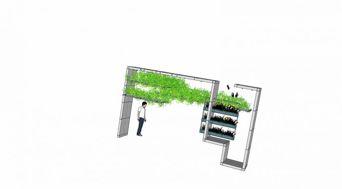 现代带绿植花架花墙组合su模型_图1