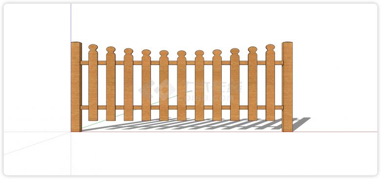新中式弧形排列木质栏杆su模型-图一