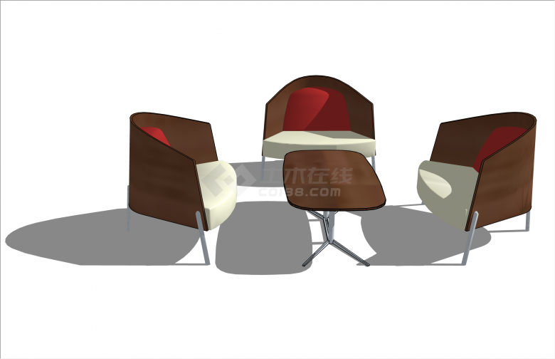 独特木制办公室家具桌椅su模型-图二