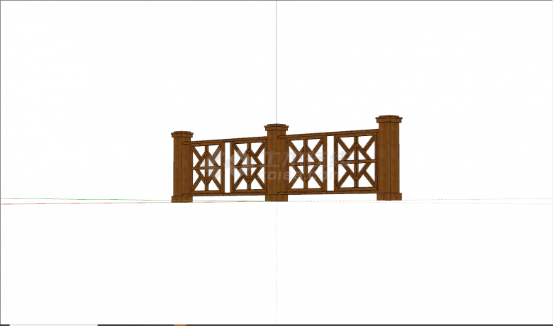 现代实木菱形木质栏杆su模型-图二