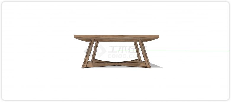 方形桌面十字交叉桌腿办公室家具桌椅su模型-图一