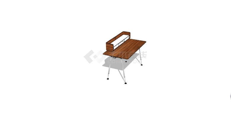 中式简约版办公家具桌椅SU模型-图二