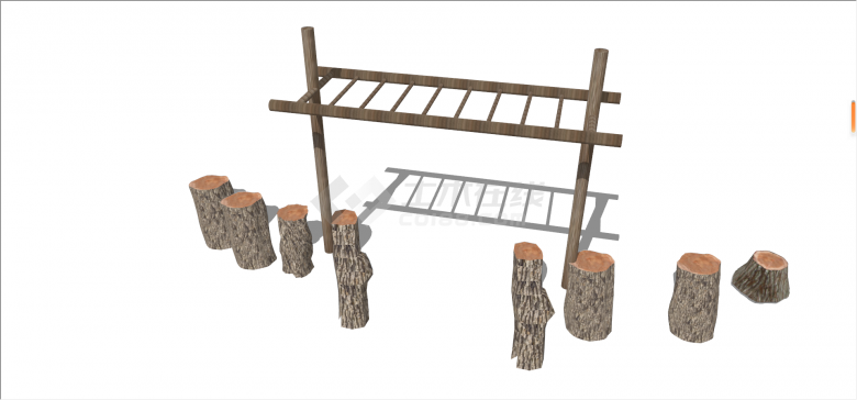 木头易攀爬的植物墙su模型-图二