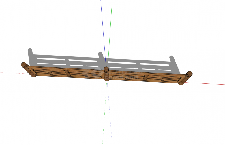 极简镂空新中式木质栏杆su模型-图二