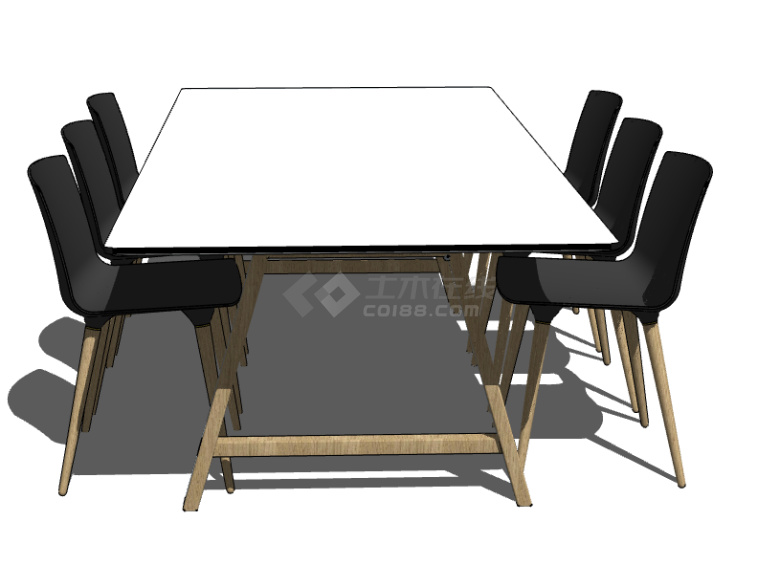 办公楼办公室会议室桌椅su模型-图二