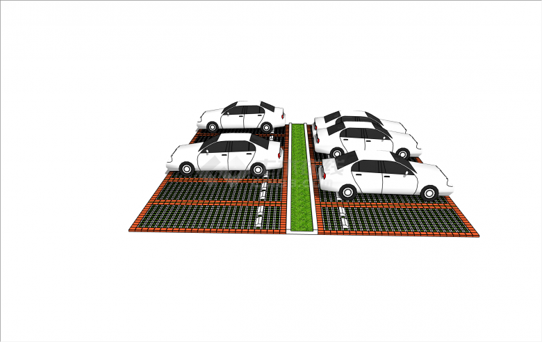 现代方形地砖停车场su模型-图二
