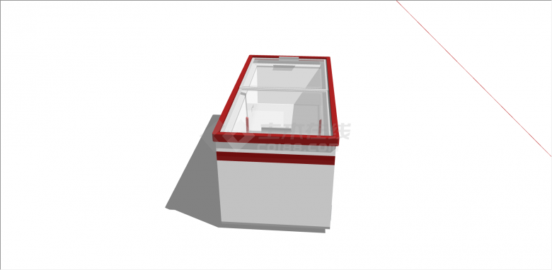 白红双色推拉式冰箱su模型-图二